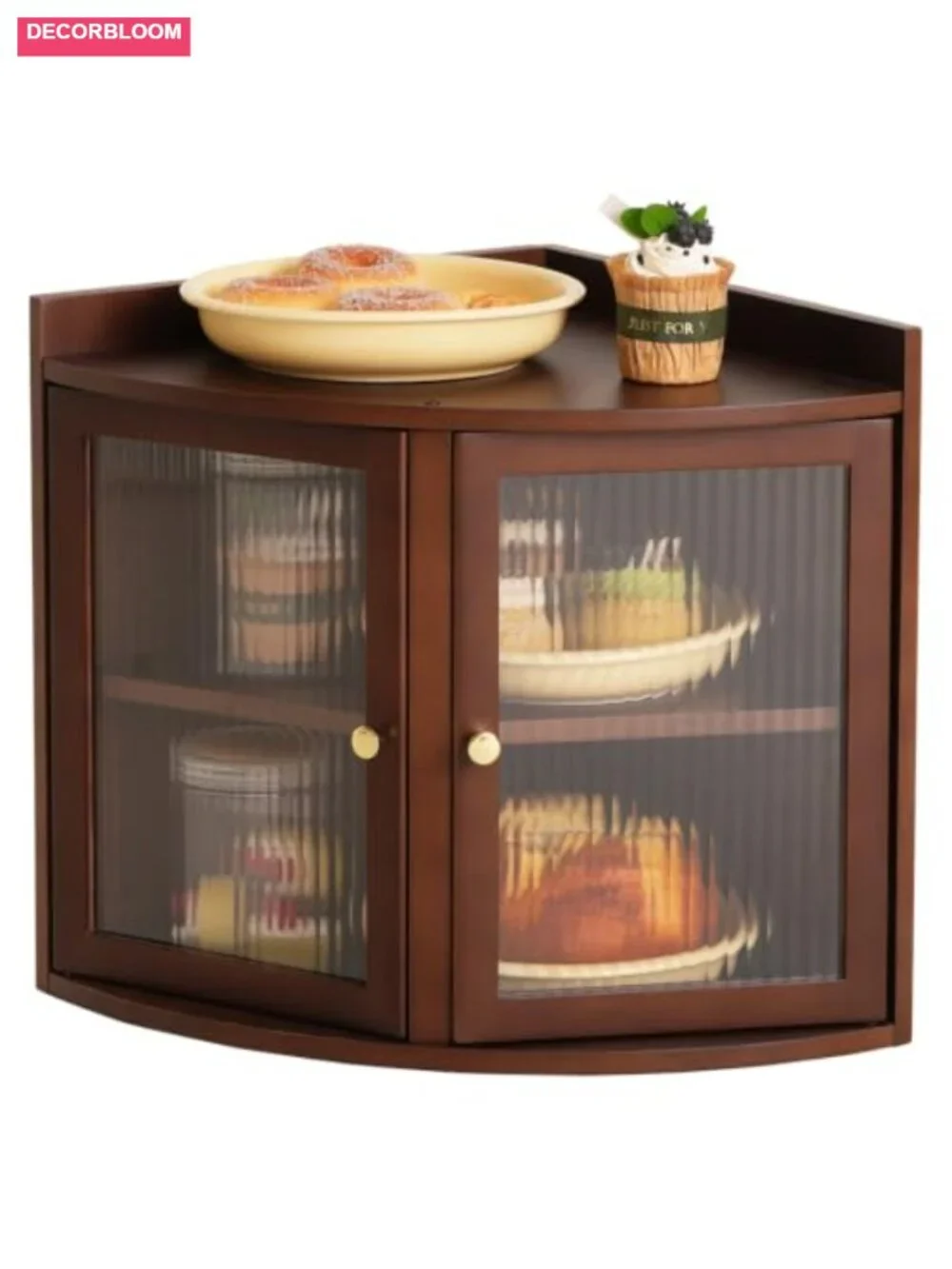 Bamboo Corner Bread Box with Airtight Magnetic Doors, 2-Tier Kitchen Countertop
